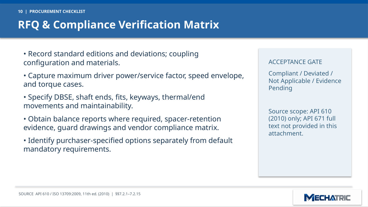 API 610 Pump Coupling Specification - Masterclass - slide 10 of 11