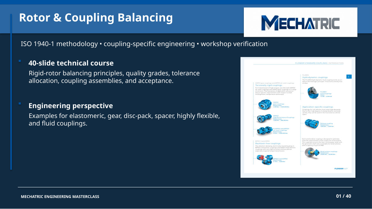 Rotor & Coupling Balancing - ISO 1940-1 Masterclass - slide 1 of 41