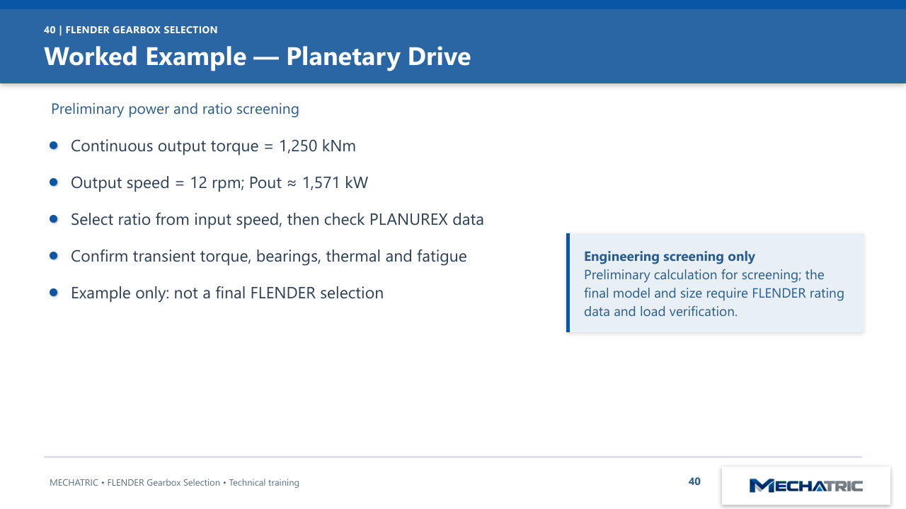 FLENDER Industrial Gearbox Selection - slide 40 of 52