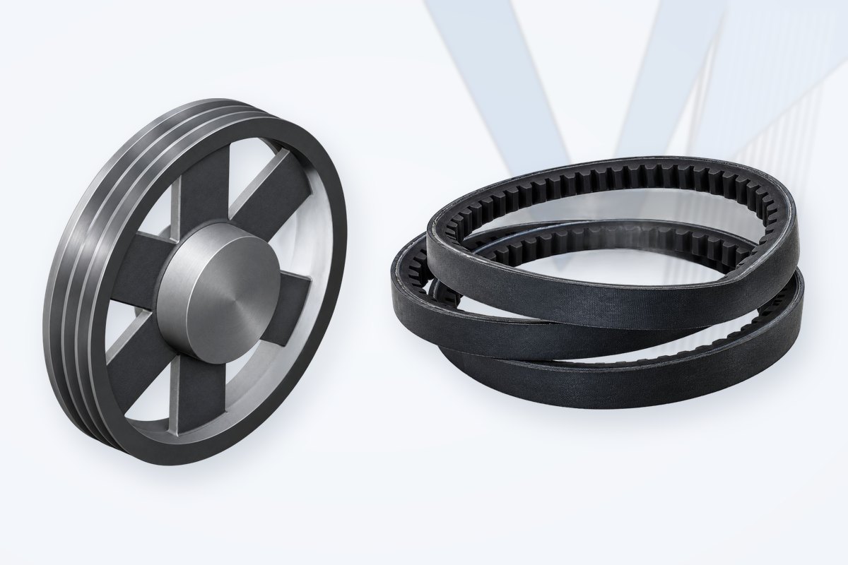 V-belt pulley and cogged V-belts