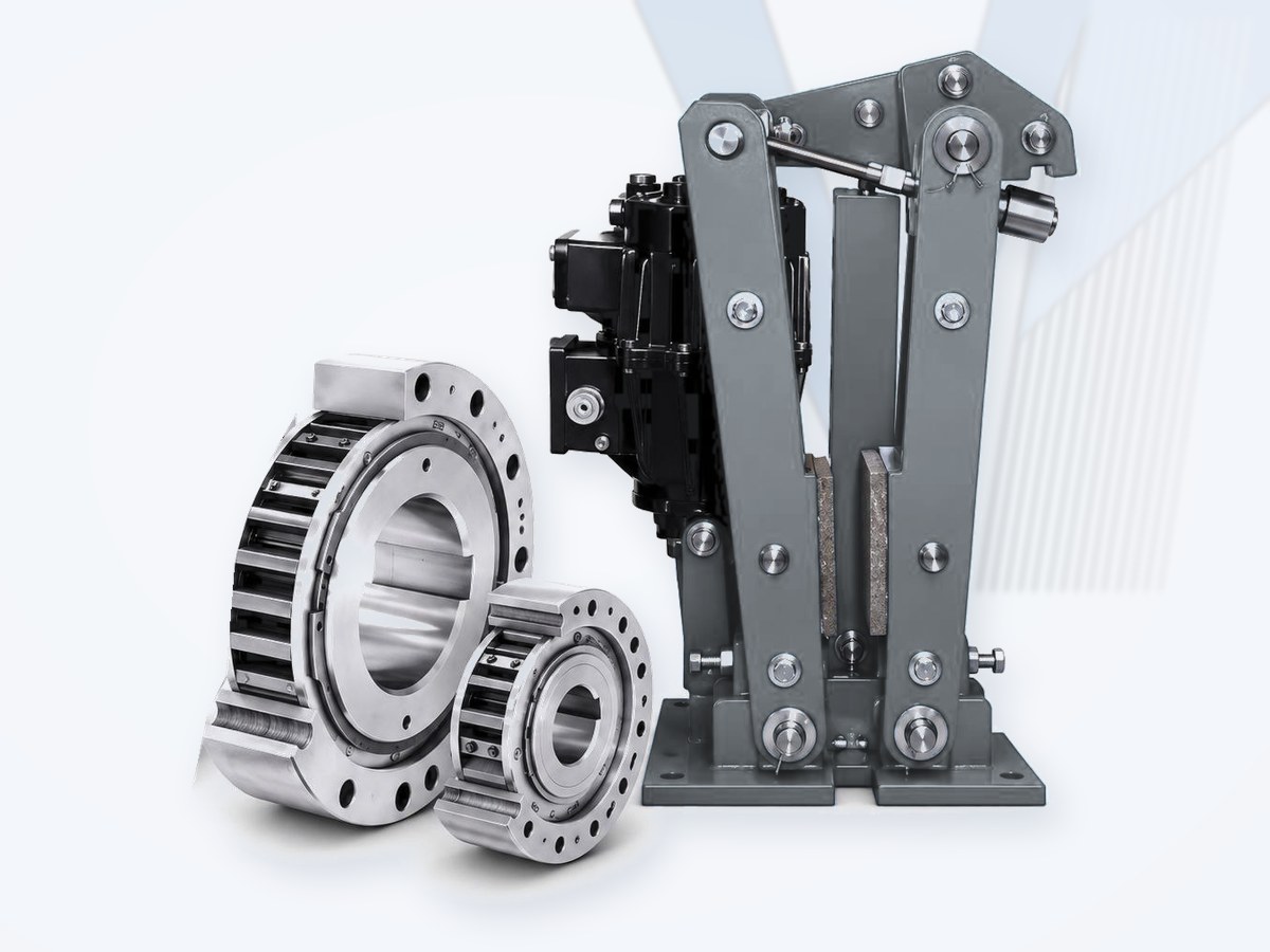 Industrial thruster drum brake and backstops (freewheels)