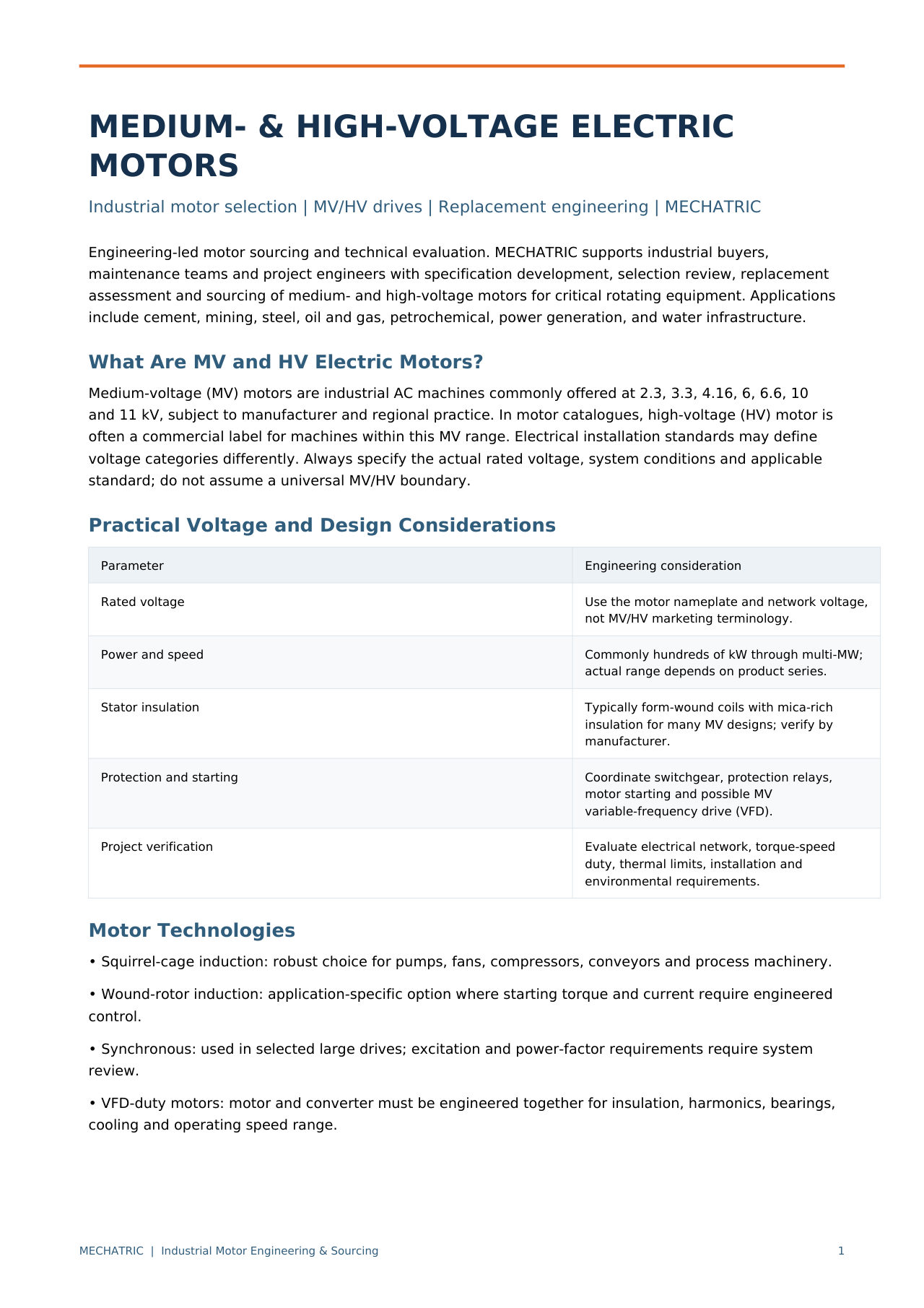 Medium- & High-Voltage Electric Motors - slide 1 of 3