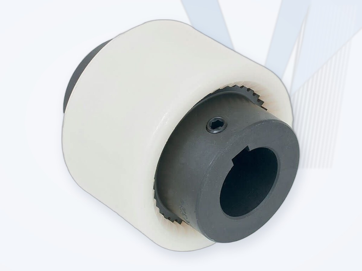 Nylon sleeve gear coupling with steel hubs
