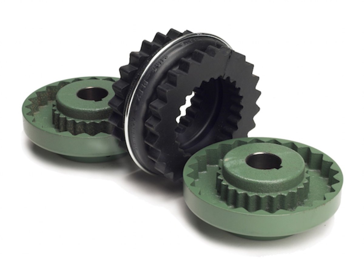 Sure-Flex Plus coupling components: two flanges and a split elastomeric sleeve