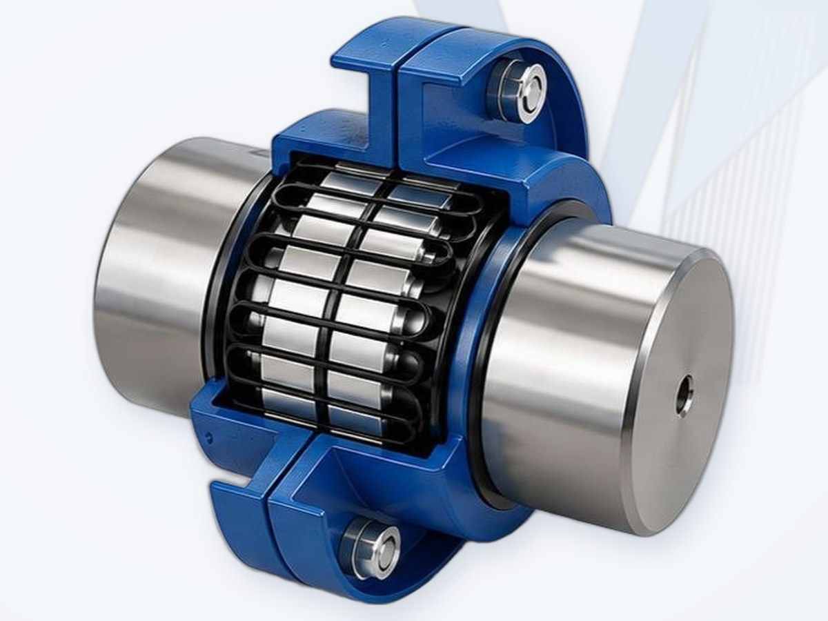 Taper grid coupling cutaway with spring grid