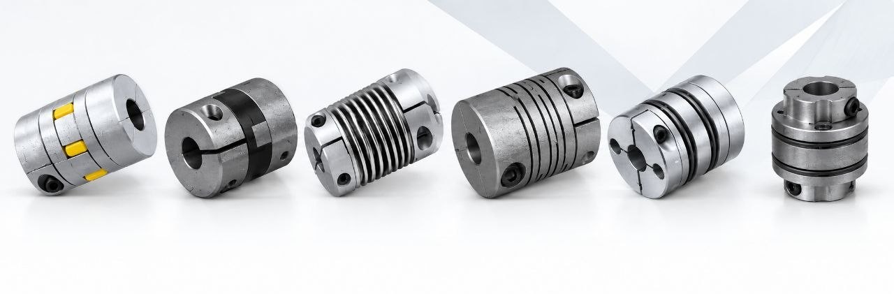 Zero-backlash precision couplings: jaw, Oldham, bellows, beam and disc couplings